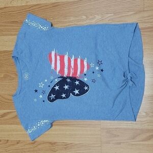 Girls size 14 red white and blue butterfly top